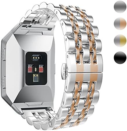 Aizilasa Fitbit Ionic Bands for Women Men Solid Stainless Steel Replacement Ionic Band Accessories Luxury Metal Business Watch Strap Wristband for Fitbit Ionic Fitness Smartwatch Silver Black Gold