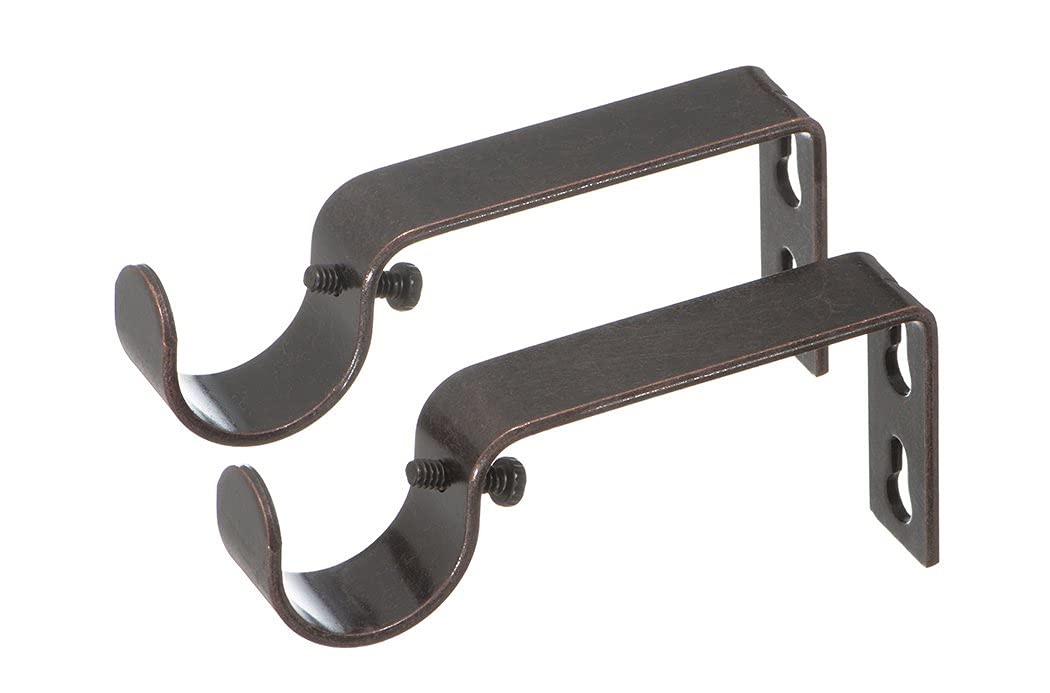 Ivilon Fixed Brackets for Curtain Rods - for 1 or 1 1/8 Inch Rods. Set of 2 - Oil Rubbed Bronze