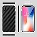 iPhone X Case,Ultra-Thin Flexible TPU Armor Carbon Fiber Leather Hybrid Defender Anti-Slip Scratch Fingerprint Dust Shock-proof Resistant Non-Bulky Protective Case Cover for Apple i-Phone X -Jet Black