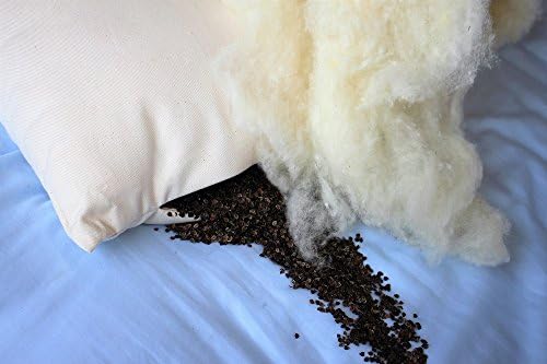 White Lotus Home Organic Buckwheat &amp; Wool 16"X19" Pillow in Organic Twill Case W/Zip "Buckwool"