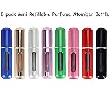 Rainbowlight Mini Refillable Perfume Atomizer Bottle for Travel Spray Scent Pump Case 5ml,Multicolor - 8 Pack colors may vary