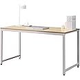 SOFSYS 55.1" Computer Writing Desk Workstation Table Home Office Design for Video Gaming, Designers and Entrepreneurs, Large Desktop with Sturdy Metal Frame, Oak/White