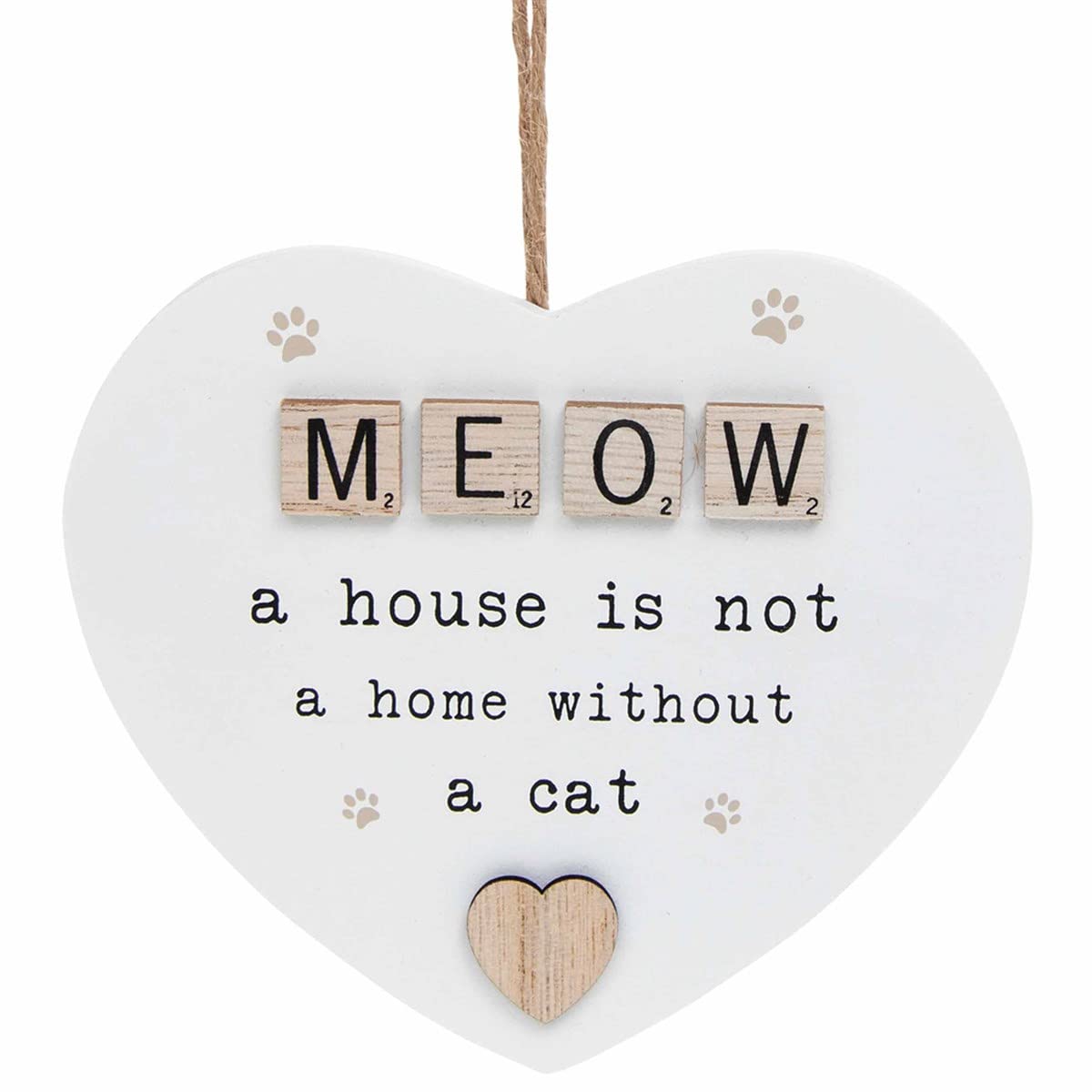 Joes Davies Scrabble Sentiment Hanging Heart Meow- Cat Sign