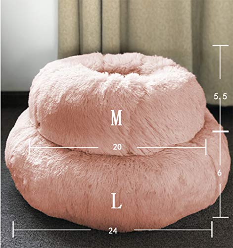 BinetGo Dog Bed Cat Bed Cushion Bed Faux Fur Self-Warming Cat and Dog Bed Cushion for Joint-Relief and Improved Sleep - Machine Washable, Waterproof Bottom 18 x 18 x 5.5-Inch (Pink) - Thumbnail 3