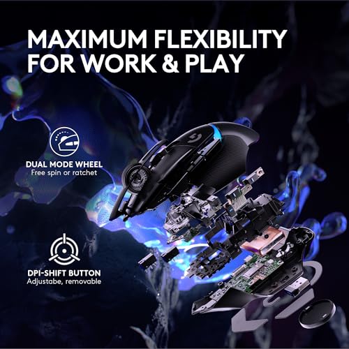 Logitech G502 X Plus Wireless Gaming Mouse - LIGHTSPEED Optical, LIGHTFORCE Switches, LIGHTSYNC RGB, HERO 25K Sensor for PC/Mac - Black