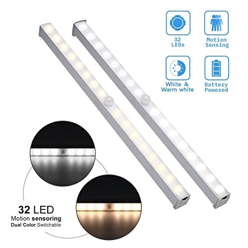 Elfeland closet light, under cabinet light 32 led dual colors wir…