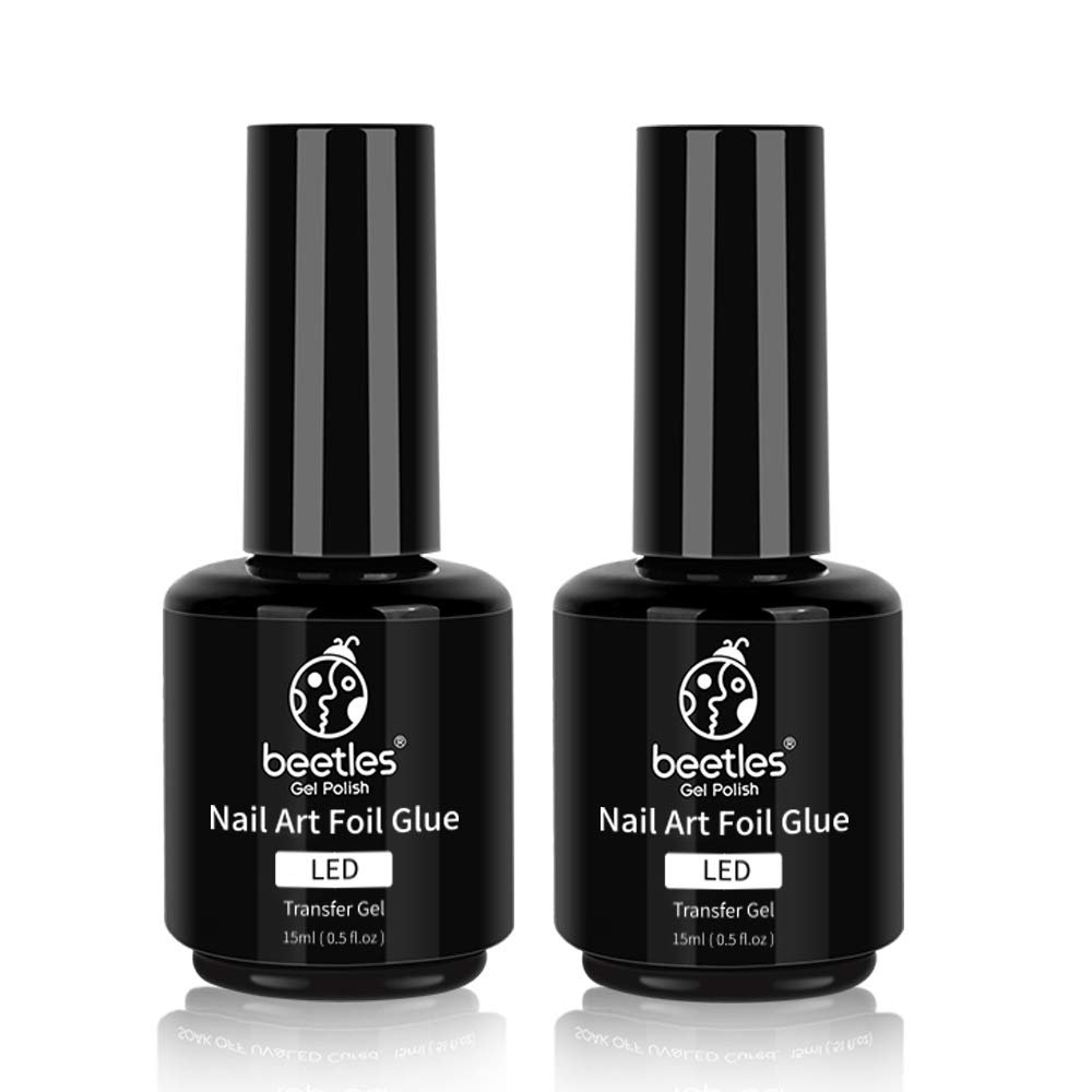 Beetles Nail Art Foil Glue Gel for Foil Stickers Nail Glue Transfer Tips Star Glues Nail Art Manicure DIY LED Lamp Required Soak Off 15ML 2 Bottle : Beauty