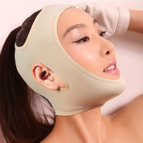 KOLIGHT Fashion Wrinkle Full-Face Slimming Cheek Mask Smooth Breathable Compression Chin Strap With Medium Neck Support Lift V Face Line Slim Up Belt Strap (L)