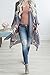 Geckatte Women's Floral Print Cardigan Chiffon Loose Swing Kimono Capes 3/4 Sleeve Irregular Tops Grey