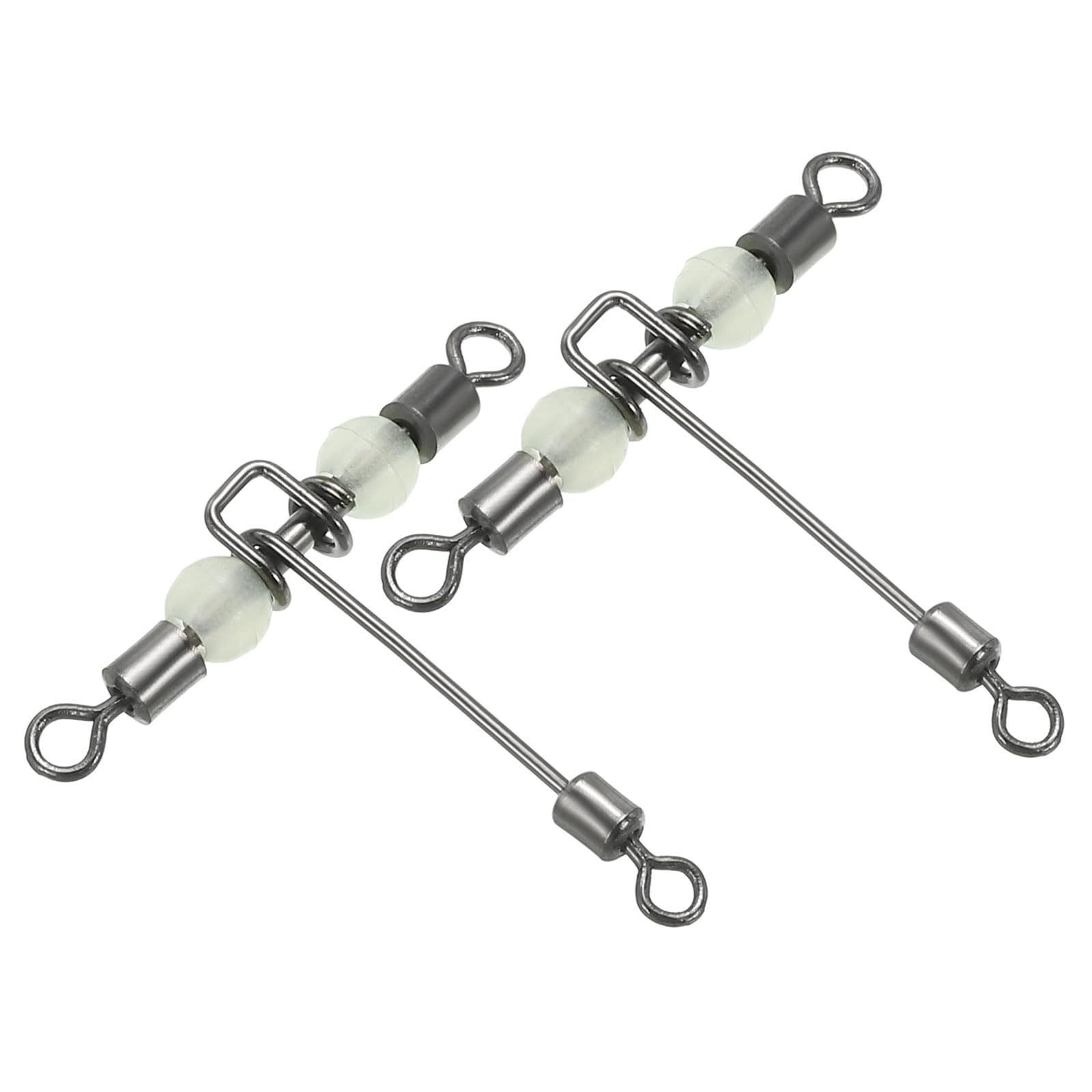 PATIKIL 3 Way Swivel 66lbs, 10 Pack Cross Line T Turn Rolling Terminal Tackle with Luminous Beads for Catfish Surf Rig, Black