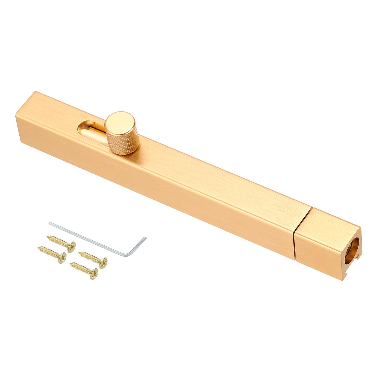 PATIKIL Gear Handle French Door Lock, 6 Inch Aluminum Alloy Barrel Bolt Latch Security Slide Door Deadbolt Lock with Screws for Inside Bedroom Door Cabinet Safety, Gold