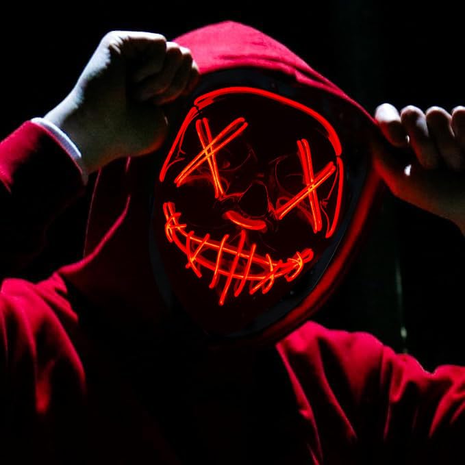 Syleubucy LED Halloween Mask Modern Wire Light Up For Halloween Christmas (Blue&Purple) (Red)