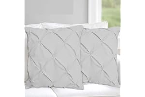 Precious Star Linen Pinch Pleated Pillow Shams Set of 2 Silver Grey European Square 26x26 Inch 600-TC 100% Egyptian Cotton Pack of 2 Euro Silver Grey Shams, Cushion Cover