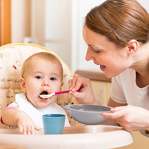 image for HM-tech 4pcs Bamboo Kids Bowls (20 fl oz) for Baby Feeding, Non Toxic 