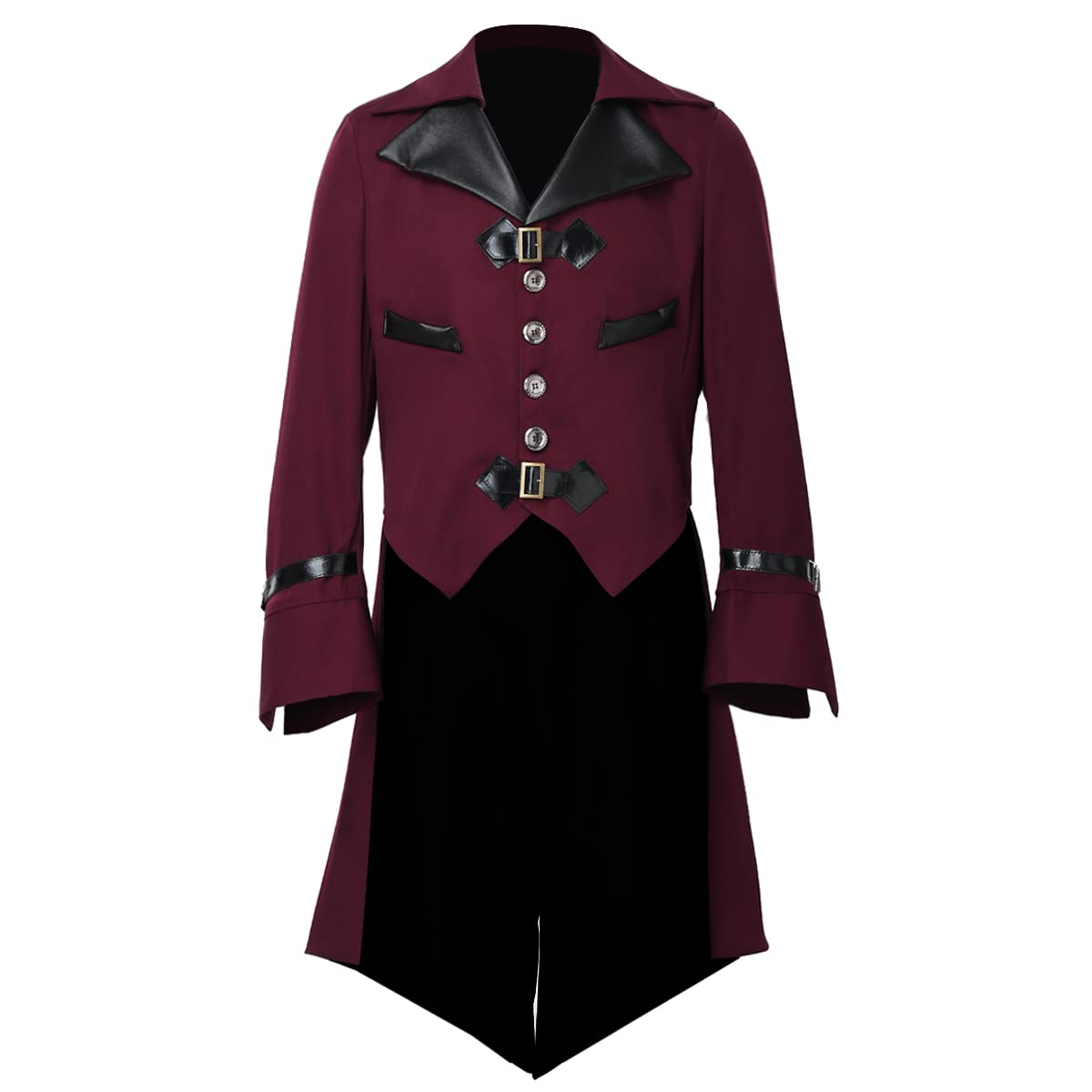 BLESSUME Gothic Victorian Tailcoat Steampunk VTG Coat Jacket Halloween Cosplay Costume (S, Wine Red) — image 1