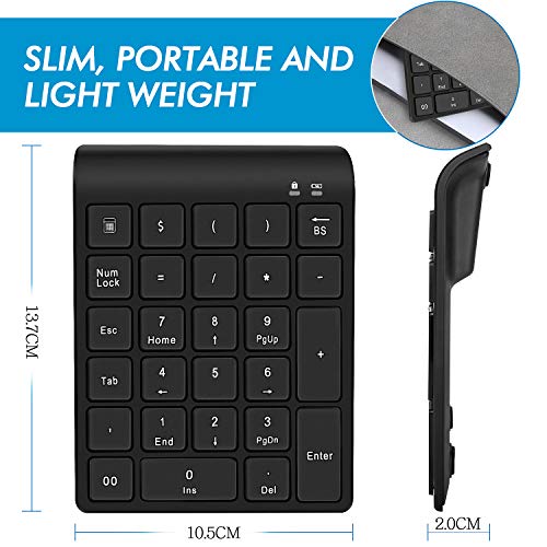 Wireless Number Pads, 27 Keys Keypad Numpad Portable 2.4GHz Financial