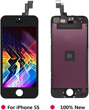 iPhone 5s Screen Replacement, iPhone 5s Black LCD Display Screen Touch Screen Digitizer Repair Kit Assembly Set with Free Tools