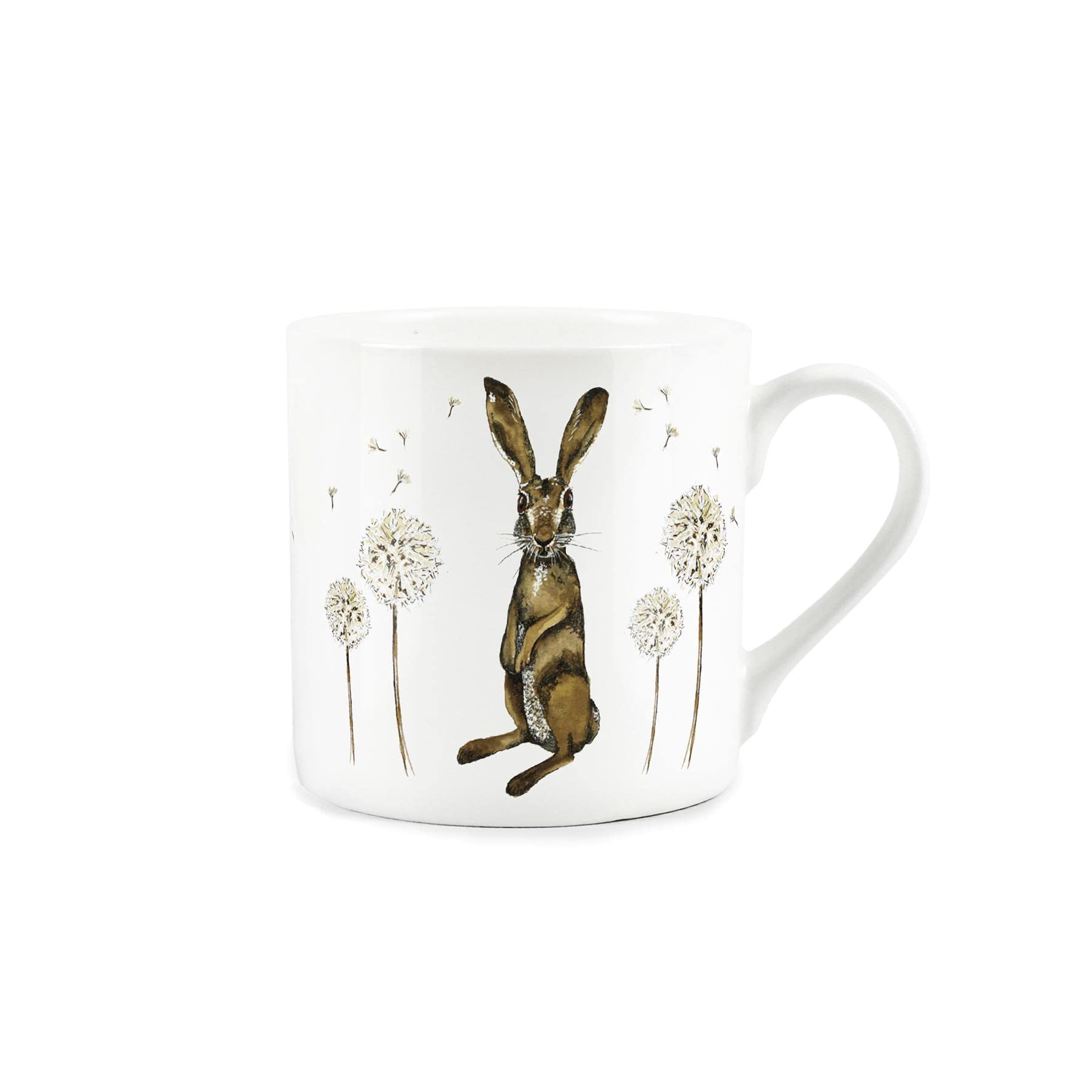 Purely Home Hares and Dandelions Themed Design Mug by Rhiannon Chauncey - Fine Bone China White Coffee/Tea Present Gift