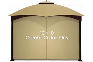 Tanxianzhe Gazebo Replacement Privacy Curtain with Zipper Outdoor Universal Privacy Panel Sidewall for 10' x 10' Gazebo (Khak