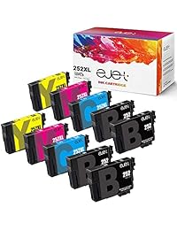 ejet 252 252XL - Cartuchos de tinta remanufacturados de repuesto para Epson 252XL T252 T252XL120 para Workforce WF-3640 WF-3620 WF-7210 WF-7710 WF-7720 (4 negros regulares, 2 cian, 2 magenta, 2 amarillos, 10 unidades)