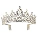 Sppry Women Tiara with Comb - Colorful AB Crystals Crown for Bridal Princess Girls at Wedding Birthday Pageant (Gold)