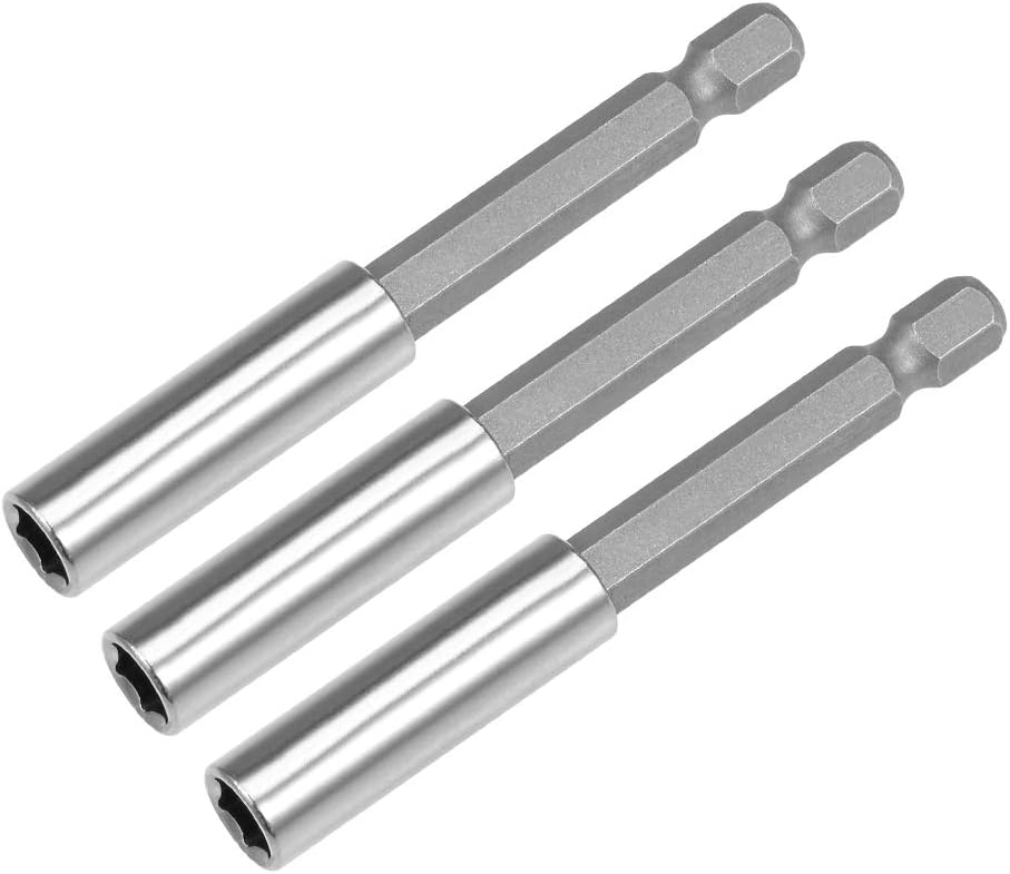 sourcing map 3 Pcs 1/4 Inch Hex Shank by 3 Inch Magnetic Bit Holder Extension, Quick Release Screwdriver Drill Bit Power Tool