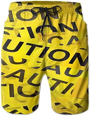 Men's This Is Caution Fashion Beach Shorts Shorts Casual Swim Short Printing Board Swim