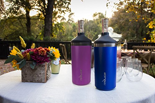 Portable Wine Bottle Cooler by REDUCE - Stainless Steel, Insulated Chiller to Keep Wine at the Perfect Temperature, No Ice Required - Ideal for Outdoor Summer Parties, Fits Most Wine Bottles - Purple - Thumbnail 3