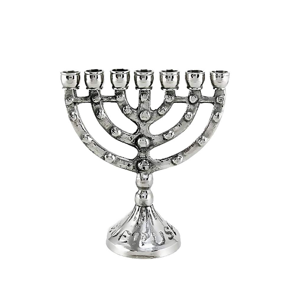 NKlaus Menorah candle holder handmade Menorah small JERUSALEM up to 8mm candles NEW 2694