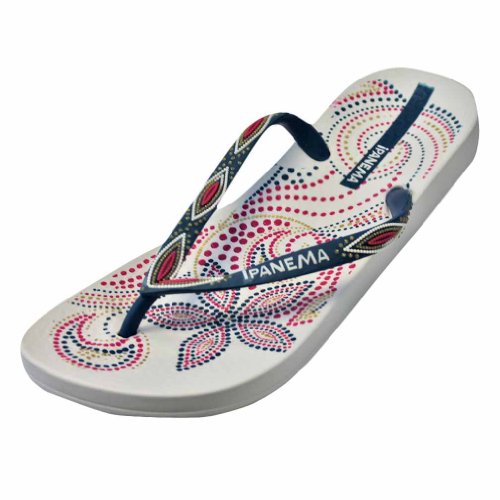 White Ipanema Henna Print Flip Flops