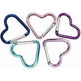 Beetoo Heart Shaped Carabiner Hook, Aluminum Alloy Snap Clip Key Holder, Keychain Tool for Fishing Camping Hiking Backpack Accessory (5 Pack Random Color)