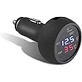 Car USB Charger, 5V 2.1A Fast Charging 3in1 USB Car Charger Adapter, Dual Led Digital Display Built-in Voltmeter Thermometer 