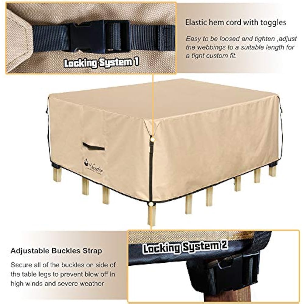 Rectangular Patio Heavy Duty Table Cover 100% Waterproof Outdoor Dining