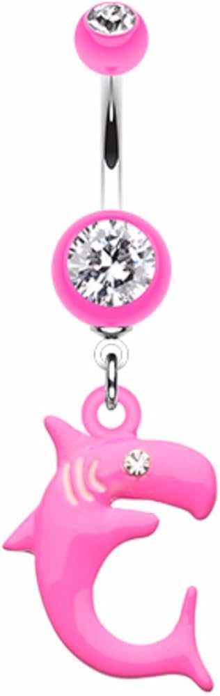 WildKlass Jewelry Shark Attack 316L Surgical Steel Belly Button Ring