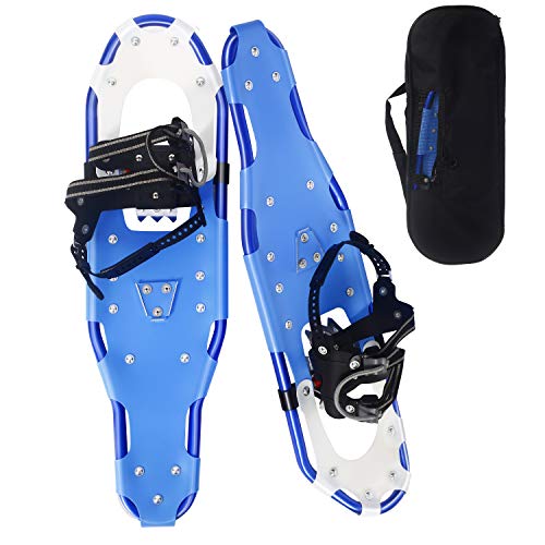 Mounchain Snowshoes 1 Pair, Adjustable Ratchet Lightweight Aluminum Alloy Anti-Shock Snowshoes Free Carrying Tote Bag (22 inch)