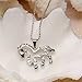 Silver Tone Pave CZ Crystals Hollow Pony Charm Little Horse Pendant Necklace for Young Girls Women