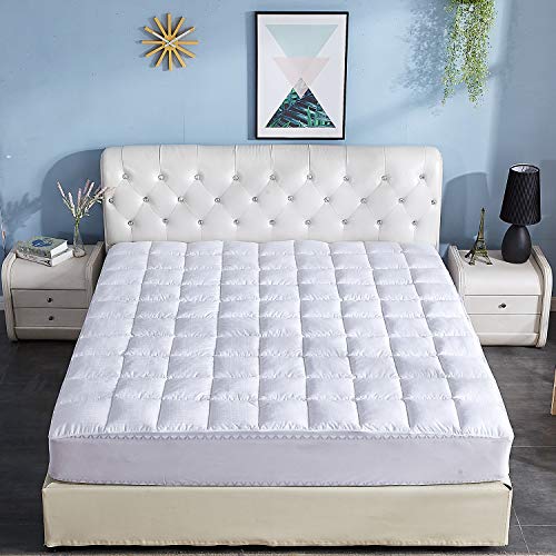 DOWNCOOL Mattress Pad Cover,Quilted Fitted 100% Cotton Waterproof Breathable Top Mattress Pad with 8-21 inch Deep Pocket (Queen)