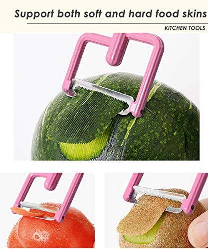 Potato Peelers for Kitchen, Unstoppable Ultra Sharp Stainless Steel Blade Zinc Alloy Vegetable Peeler for Veggie, Citrus, Fruit Skin, Carrot and Tomato(Pink)