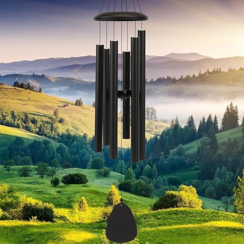 Windspiele Für Draußen Hängend Windspiele - 6 Röhren Chimes Für Garten, Balkon,Windspiel Garten -Gartendekoration Klangspiel(32 &Quot;Schwarz)