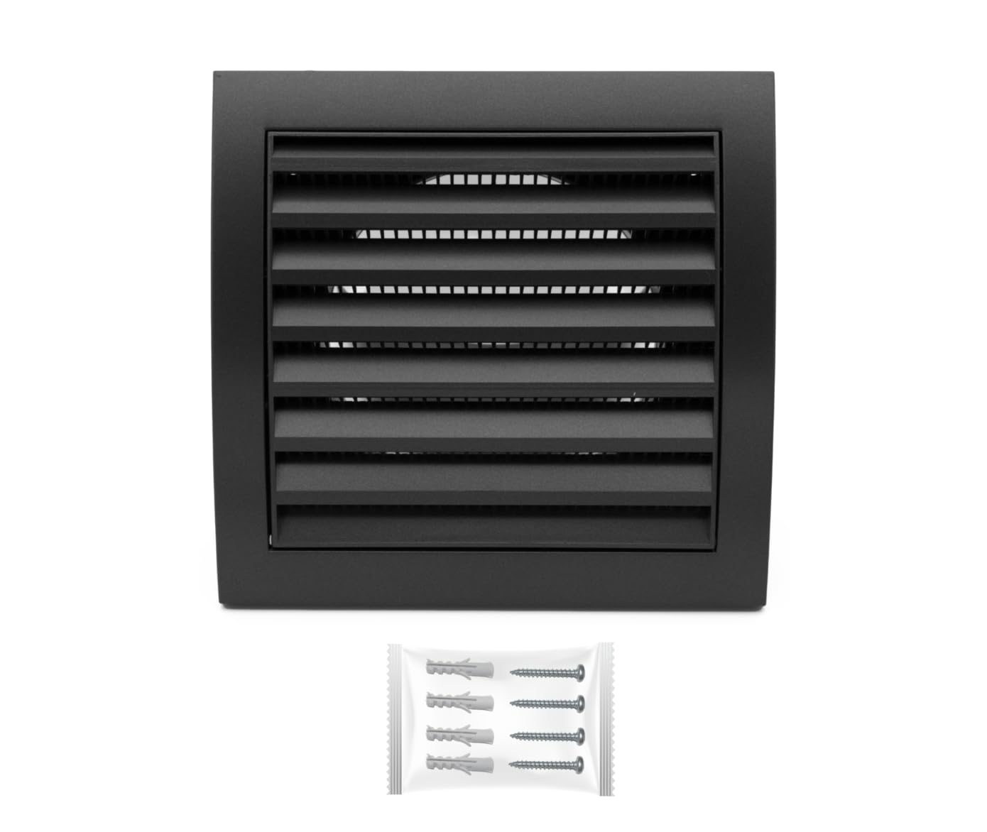 H&C VENT Anthracite Ventilation Grille with Connector and Insect Protection 7,5 x 7,5Inch / 190 x 190mm │ Extractor Air Vent Covers for Inside and Outside │ Pipe Covers for Wall Door Window