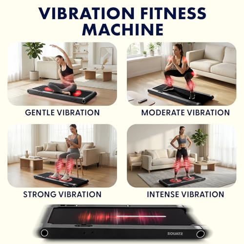 SQUATZ Caminadora Eléctrica Bajo Escritorio 3 en 1 con asa y Placas Vibradoras, Compacta con Pantalla LED, Soporte para Dispositivo, Motor Silencioso y Control Remoto para Casa u Oficina