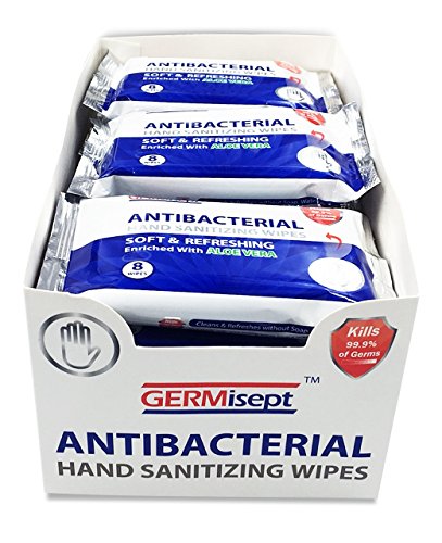 Germisept, Antibacterial Hand Sanitizing Wipe handy portable & convenient (8 Count pack of 12 packs = 96 wipes) - Thumbnail 2