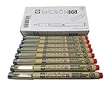 Sakura Pigma Micron pen 05 Red ink marker felt tip pen, Archival pigment ink pens for artist, zentangle, technical drawing pens - 8 pack of Micron 05 Red