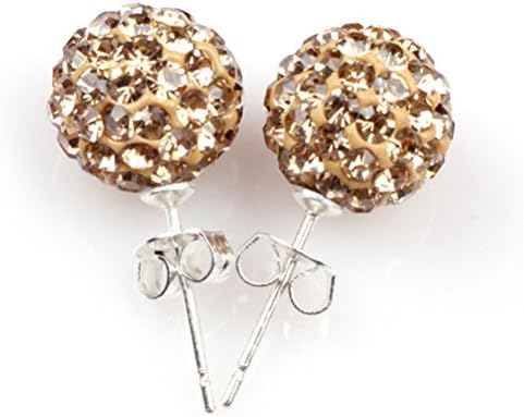 GEM-inside 10mm gold yellow pave shine CZ swarovski crystal ball earrings