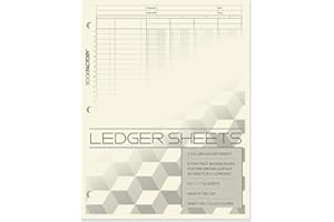 BookFactory Ledger Sheets / 4 Column Accounting Ledger Columnar (Four Columns) Loose Paper - 8.5'' x 11'', 50 Pages, Loose Leaf Sheet Format (Made in USA)