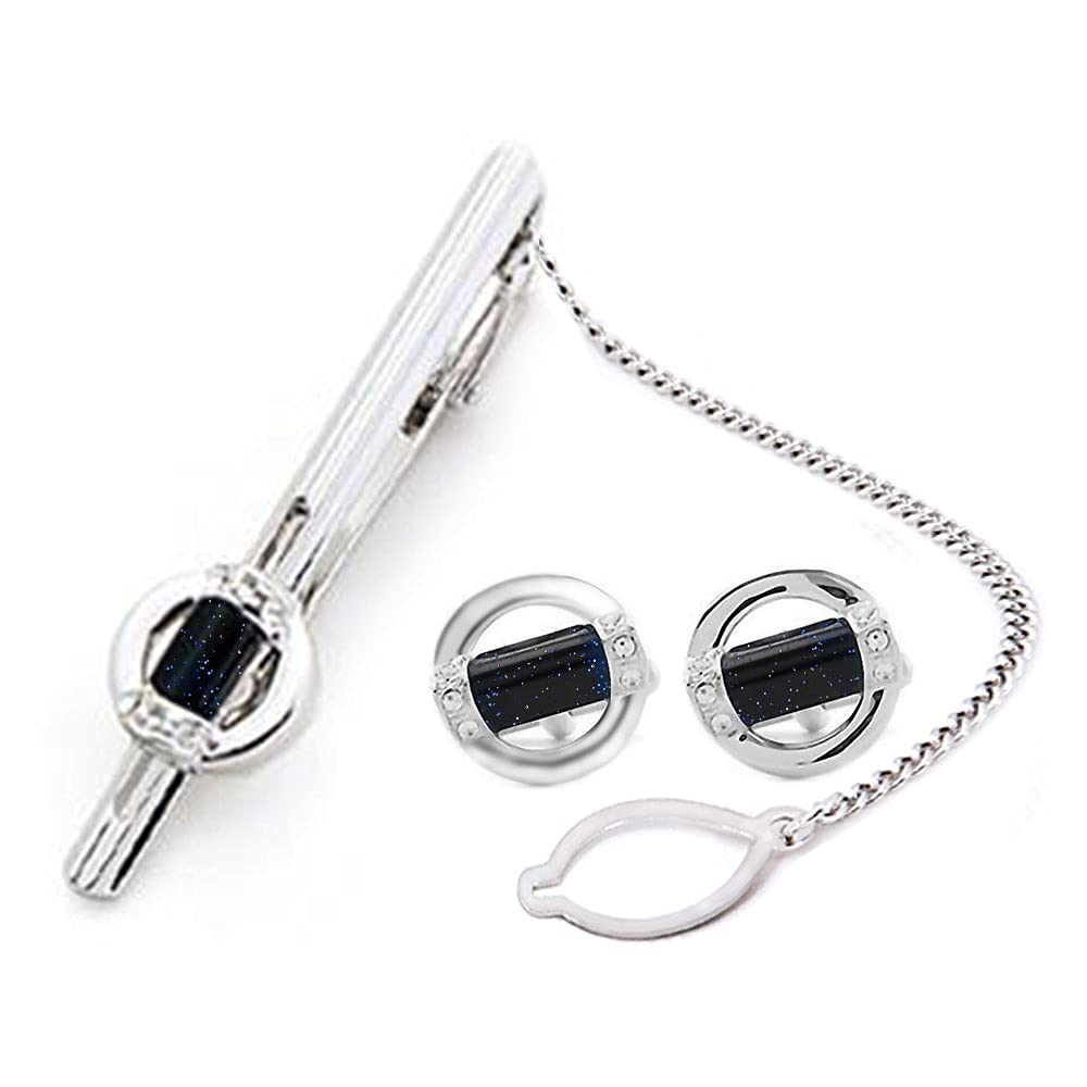 BagTu Forever Starry Tie Clip and Cufflinks Set, New Galaxy series Tie Bar Clip present set for men with gift box and greeting card.