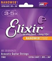 Elixir Strings 80/20 Bronze Acoustic Guitar Strings w NANOWEB Coating, Extra Light (.010-.047)
