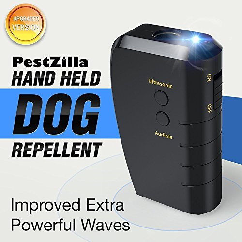 UPC 600736173032, PestZilla Handheld Dog Repellent and Trainer with White LED Flashlight / Pocket size Ultrasonic Dog Deterrent and Bark Stopper + Dog Trainer Device [UPGRADED VERSION]