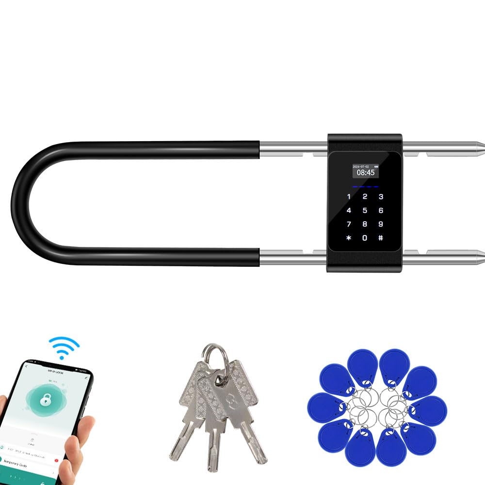 FTes RFKits Bluetooth Tuya Smart Lock, Biometric Fingerprint Keyless Entry Lock for Front Door, Electronic Digital Door Lock,Office Combination Long Shackle Padlock