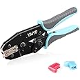 YMYP Crimper for Insulated Flag Terminals, Ratcheting Crimping Tool for AWG 22-14 (0.5-2.5mm²) - Ratchet Terminal Plier - Ele
